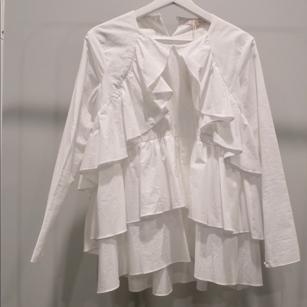 White Zara ruffle top